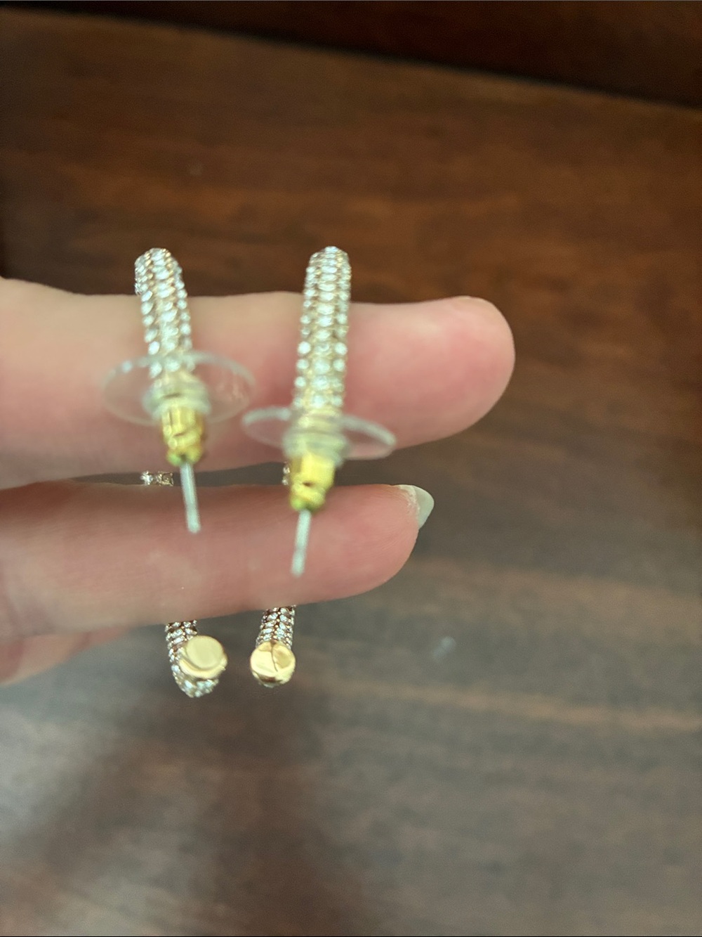 Pavé Crystal Hoop Earrings Gold Tone - Picture 2 of 4